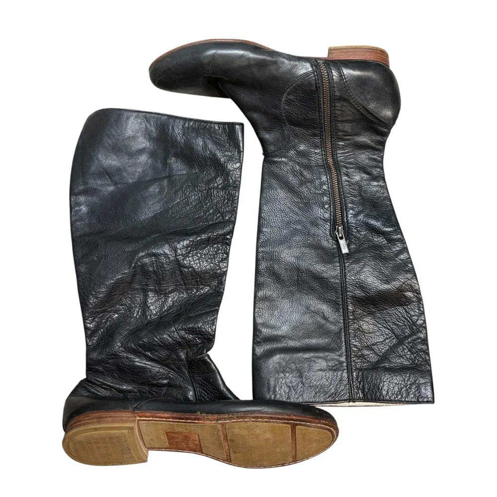 Frye Jillian pull on riding Boots Black Leather Women's size 8.5